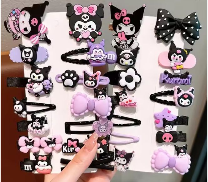 14 Piece Set Kuromi Hair Clips - Sanrio Hello Kitty