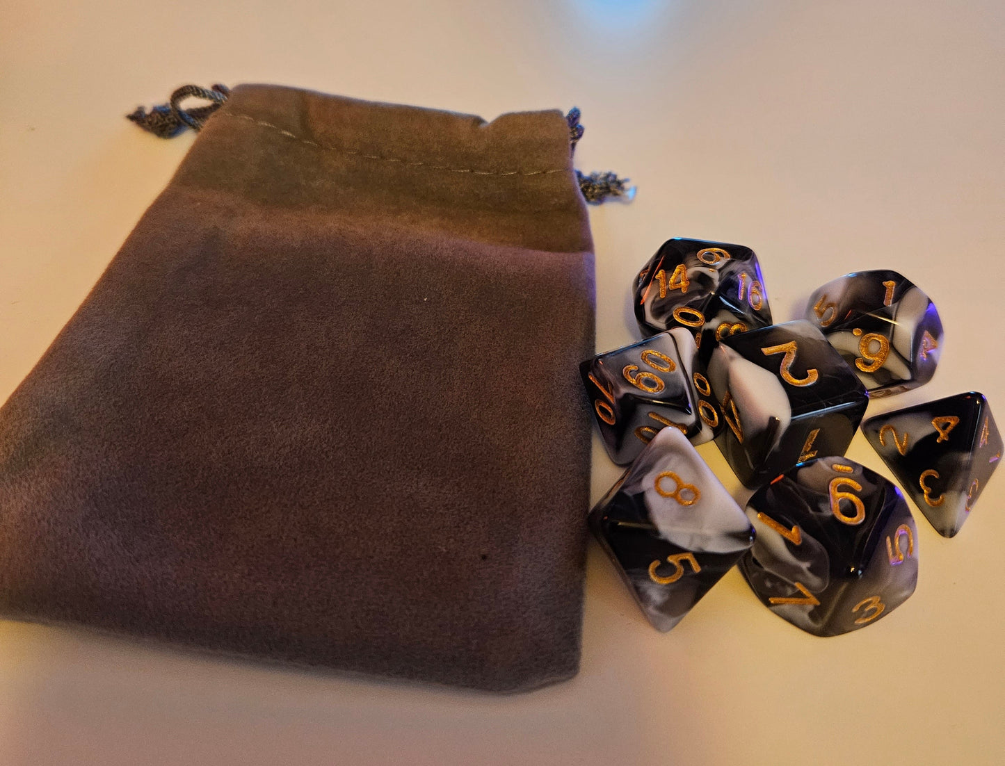DND - Polyhedral Dice Set and Pouch for Dungeon and Dragons - Choose Your Colour