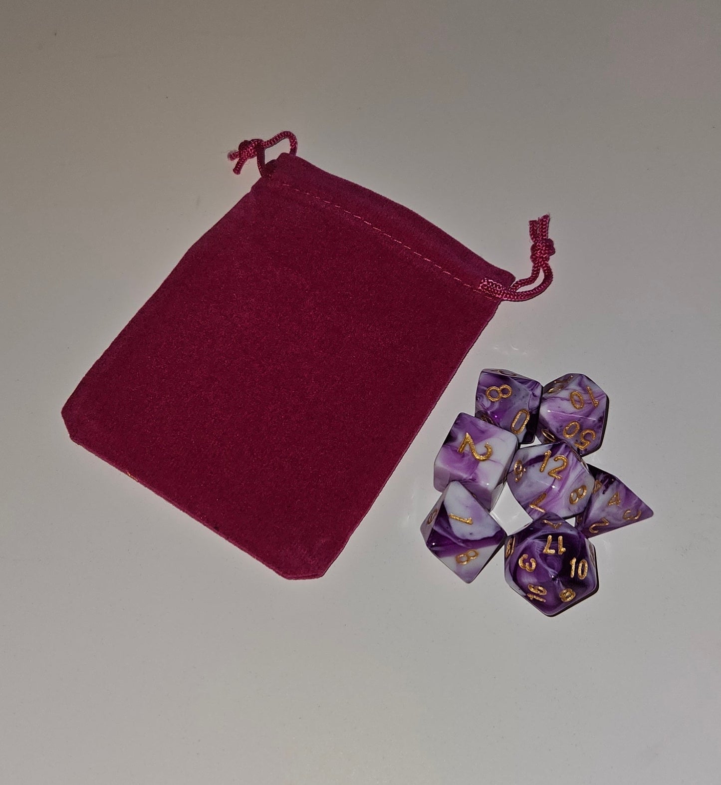 DND - Polyhedral Dice Set and Pouch for Dungeon and Dragons - Choose Your Colour