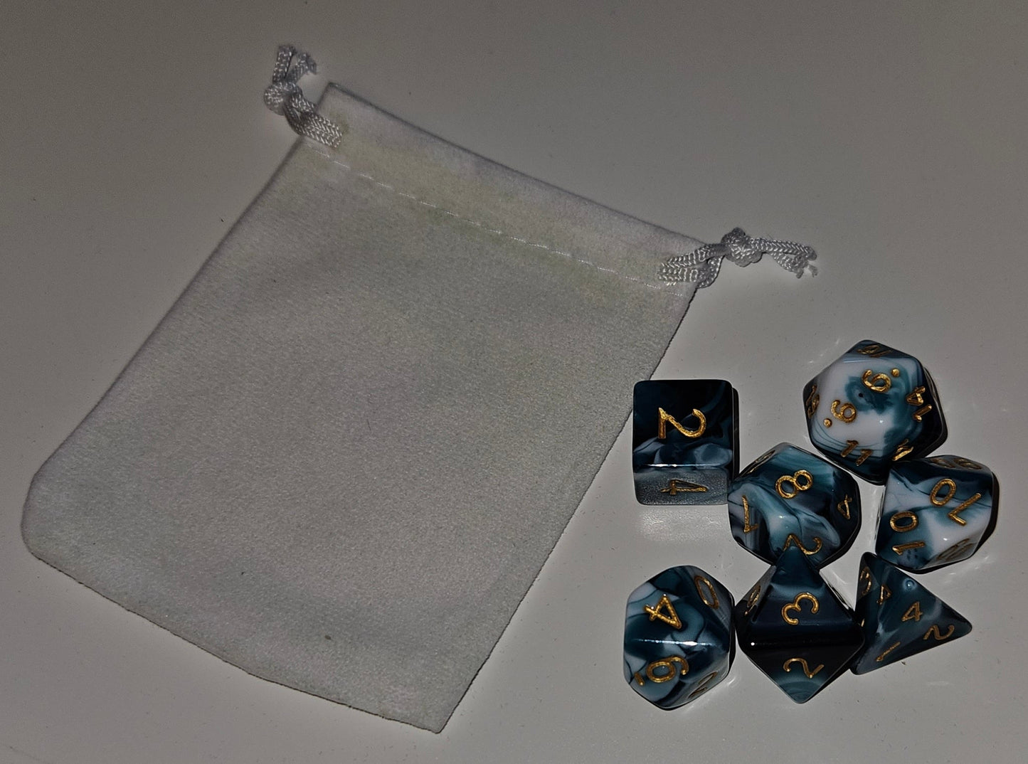 DND - Polyhedral Dice Set and Pouch for Dungeon and Dragons - Choose Your Colour