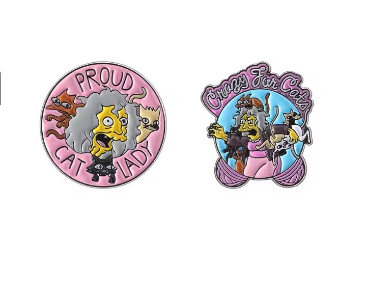 Crazy Cat Lady Enamel Pin Badges - The Simpsons