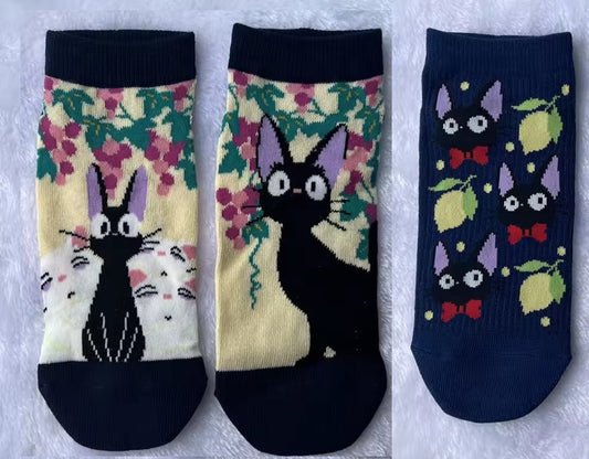 Studio Ghibli Socks - Kiki's Deliver Service - Jiji the Cat