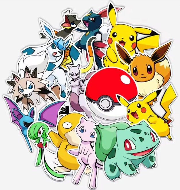 25 Pokémon Cartoon Vinyl Stickers/Decals