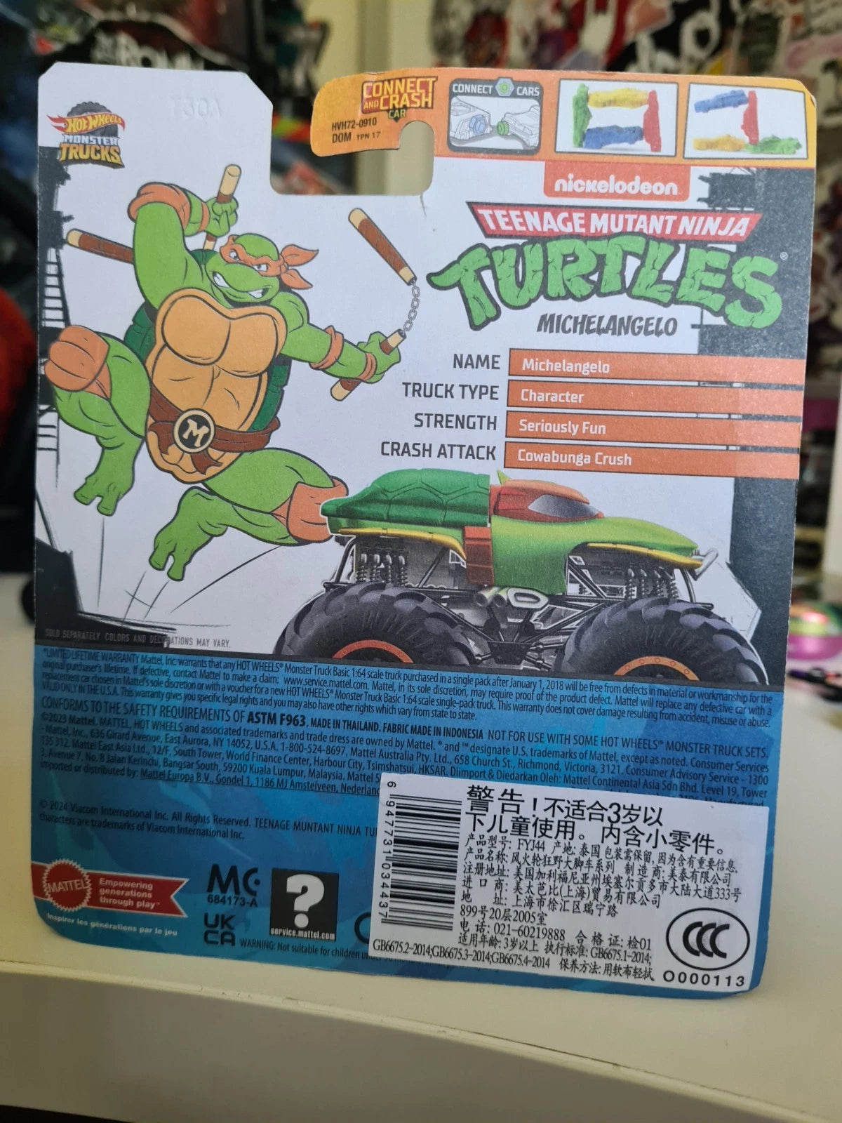 Hot Wheels Teenage Mutant Ninja Turtles Michelangelo 1:64 Monster Truck TMNT