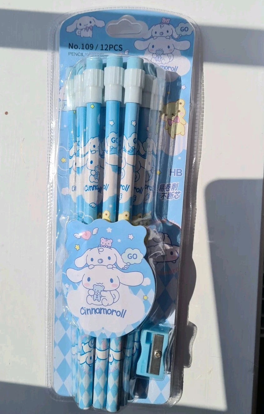 Cinnamoroll Stationery Set 12HB Pencils Eraser Sharpener