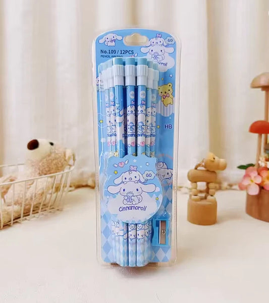 Cinnamoroll Stationery Set 12HB Pencils Eraser Sharpener