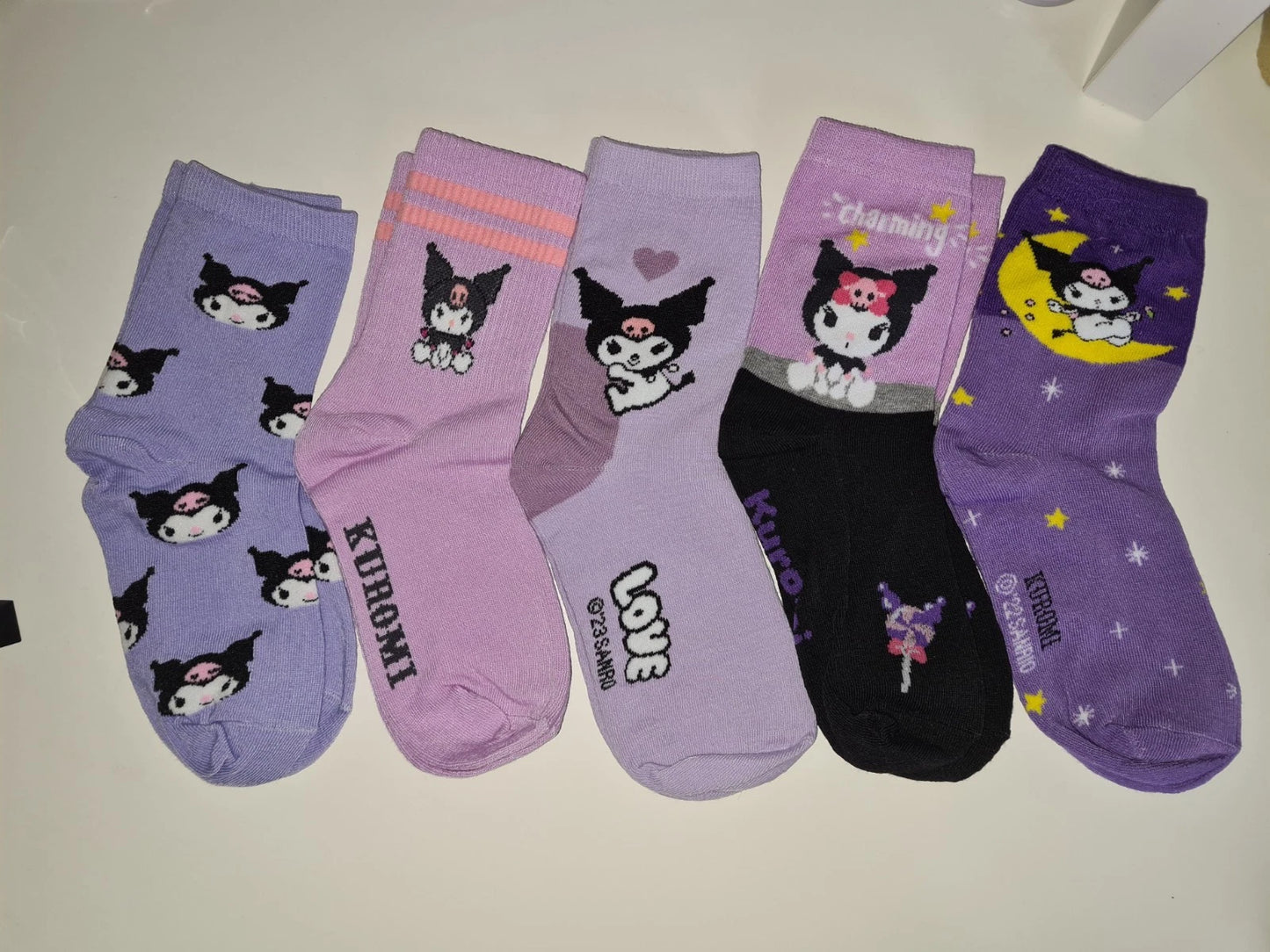 5 pairs of Sanrio Kuromi Cotton socks size: 23-25cm