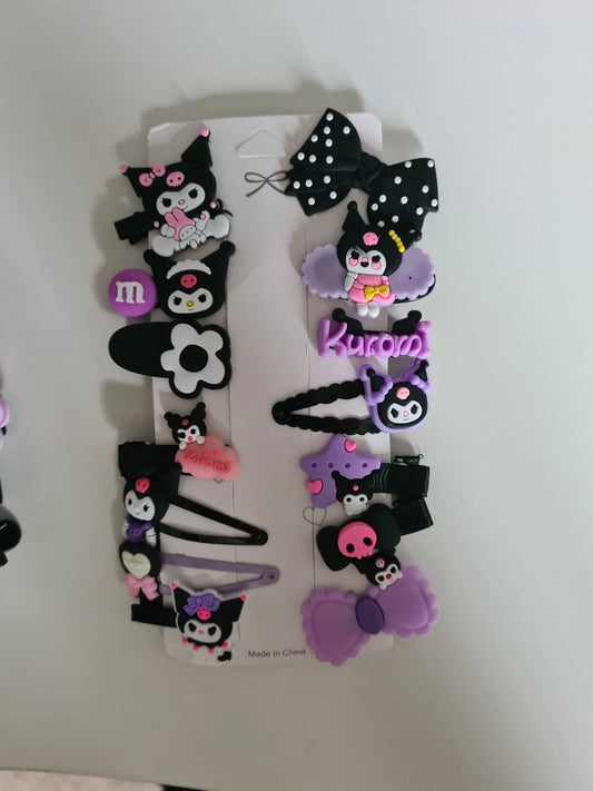 14 Piece Set Kuromi Hair Clips - Sanrio Hello Kitty