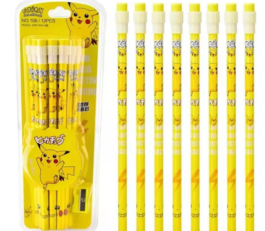 Pokemon Pencil Set 12 x HB - Pikachu Stationery Set